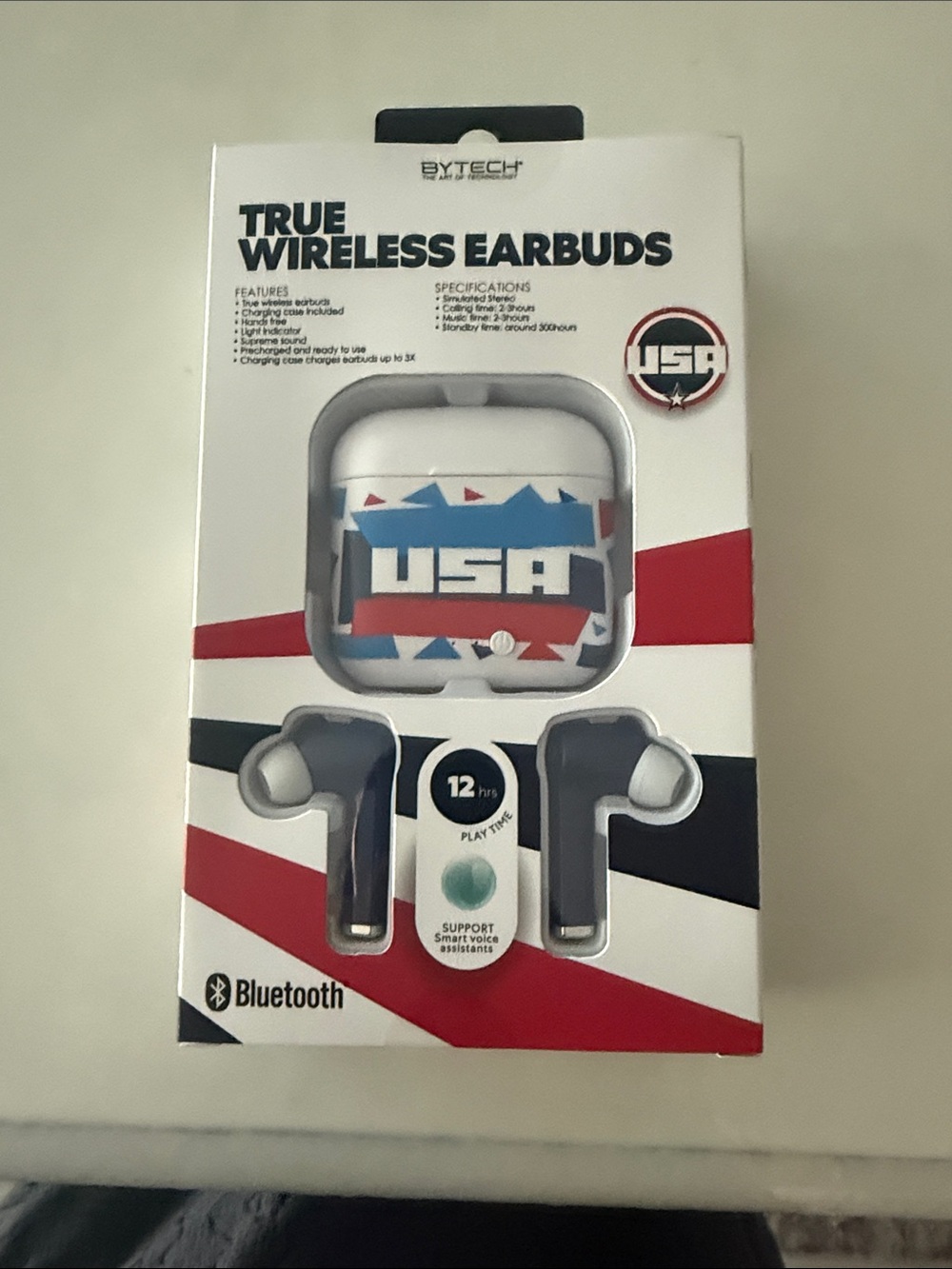 BYTECH True Wireless Earbuds - USA Design, Navy/White